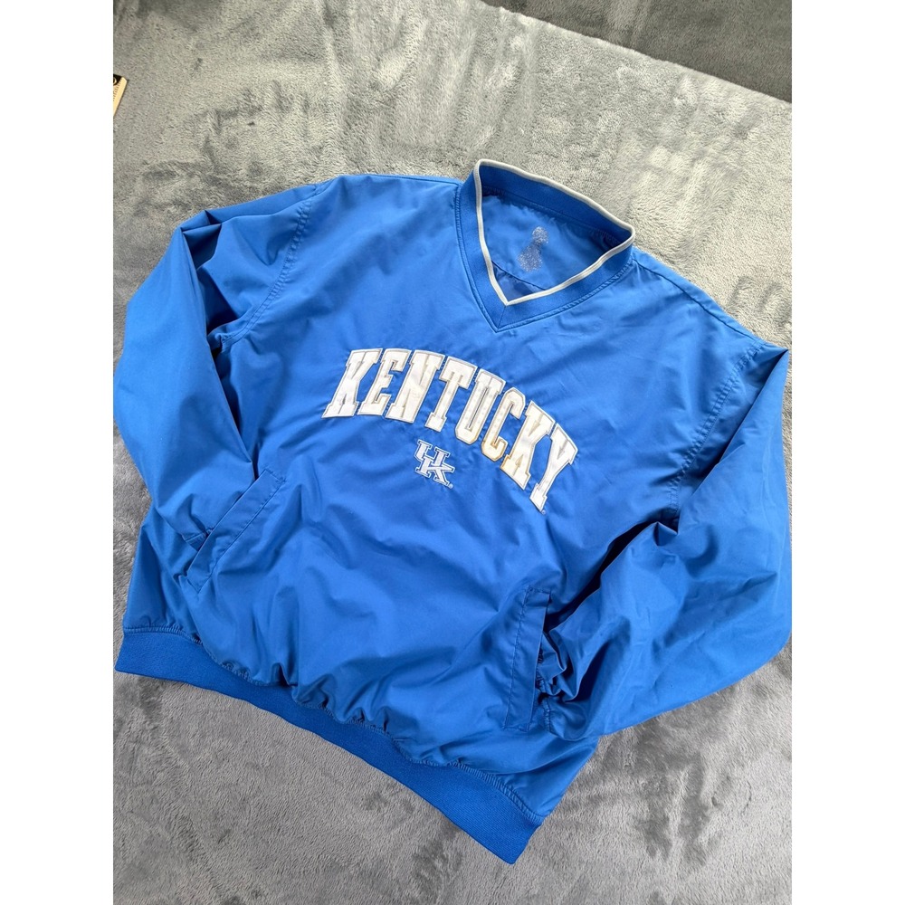 NCAA Kentucky Wildcats Men's Blue V-Neck Windshirt Pullover Jacket Size XL